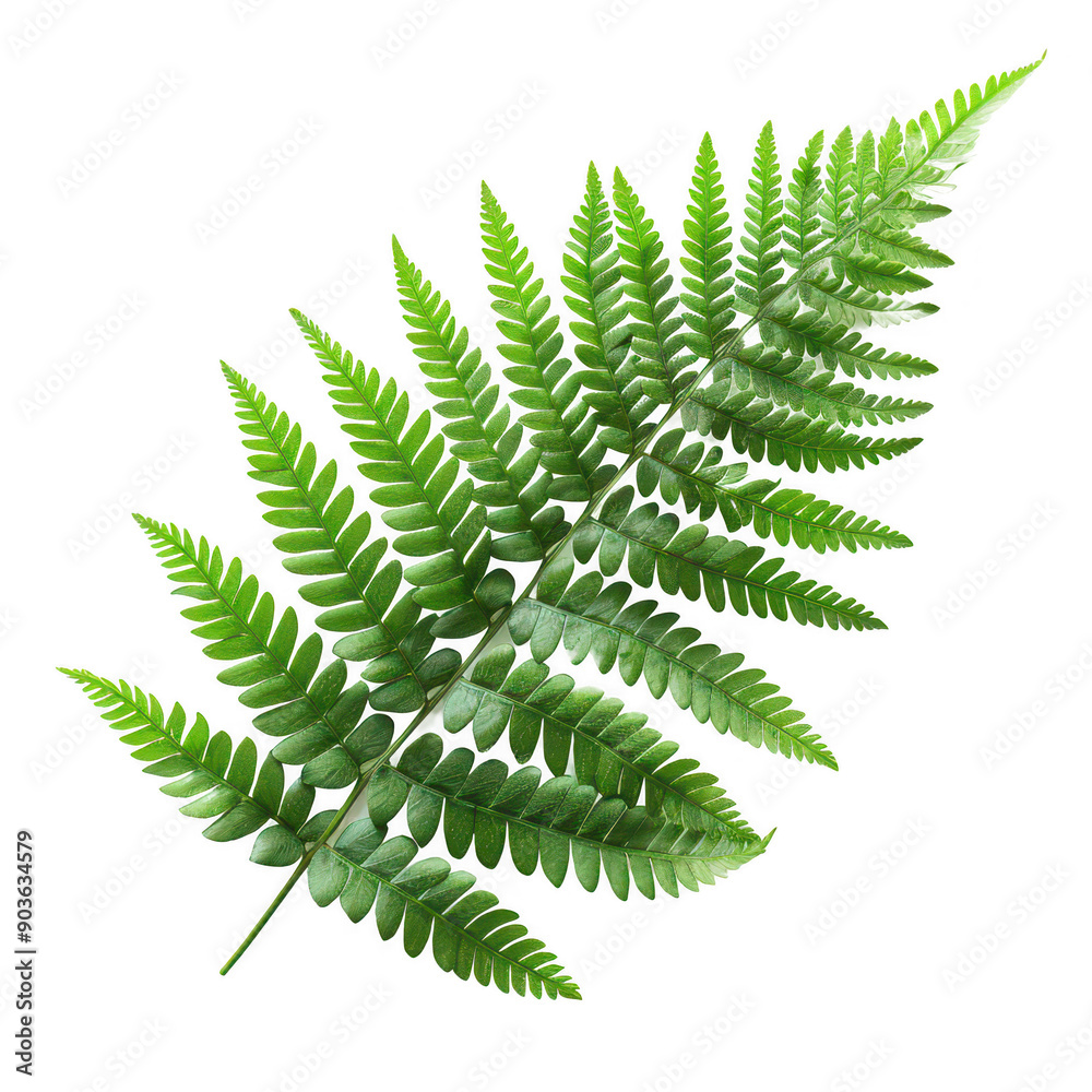 Close-Up Shot of a Green Fern Leaf Isolated on a White Background Close-Up Shot of a Green Fern Leaf Isolated on a White Background
