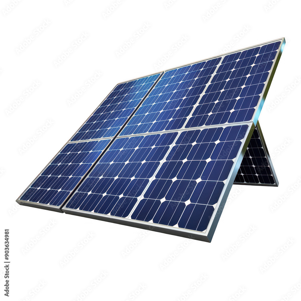 Eco-friendly solar panels harnessing renewable energy against a clear blue sky Eco-friendly solar panels harnessing renewable energy against a clear blue sky