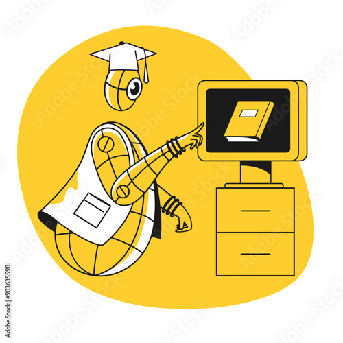 Robot studying with computer