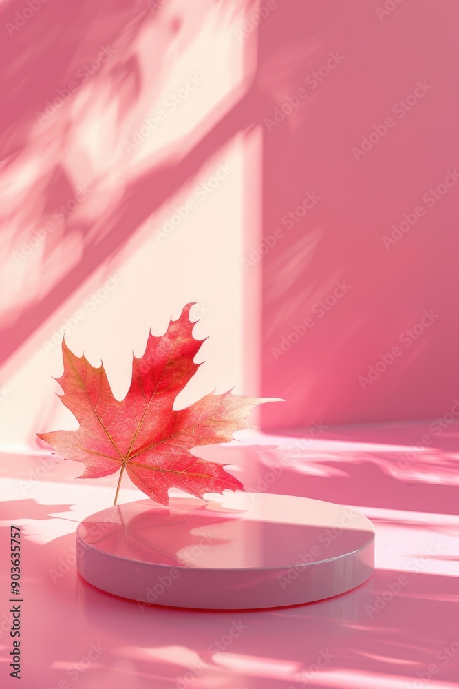 Red Leaf on White Plate Red Leaf on White Plate