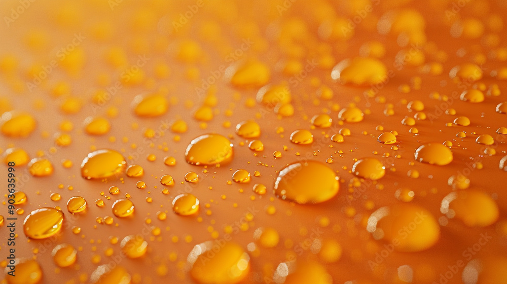 Group of dew drops on a solid bright orange background, each drop sparkling. Group of dew drops on a solid bright orange background, each drop sparkling.