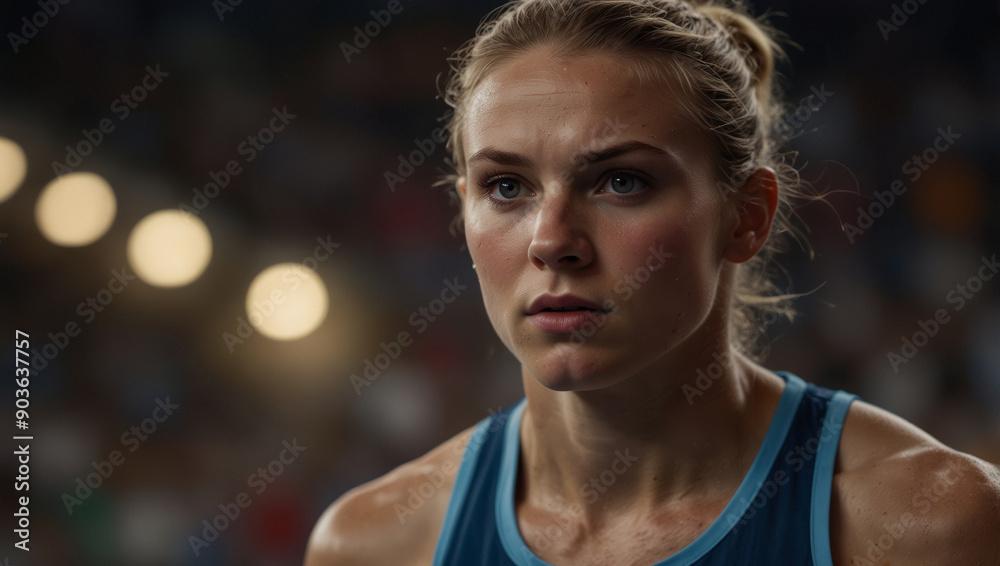 Athlete s intense gaze while serving in summer olympics, embodying focus and determination. Athlete s intense gaze while serving in summer olympics, embodying focus and determination.