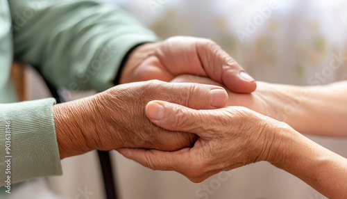 personnes âgées se tenant les mains, concept d'aide et entraide aux séniors