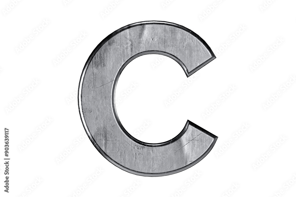 Letters made of rough, scratched and damaged metal. 3d illustration of iron alphabet isolated on white background Letters made of rough, scratched and damaged metal. 3d illustration of iron alphabet isolated on white background