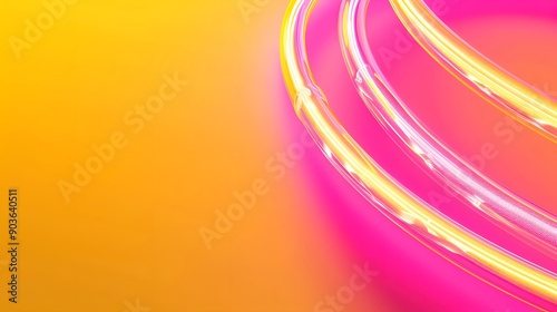 a yellow background with pink neon tubes