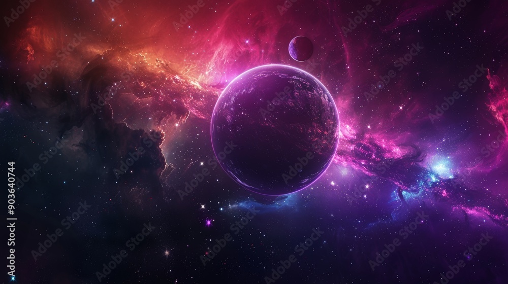 Fototapeta premium Majestic Planetscape - Stunning Outer Space Background with Cosmic Beauty and Celestial Wonders