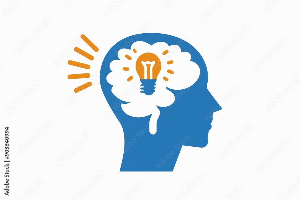 Blue brain lightbulb idea creative thinking concept of innovation vector illustration educational design isolated white background mental inspiration Blue brain lightbulb idea creative thinking concept of innovation vector illustration educational design isolated white background mental inspiration