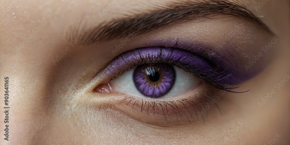 Fototapeta premium Close up of a beautiful woman's eye with purple iris.