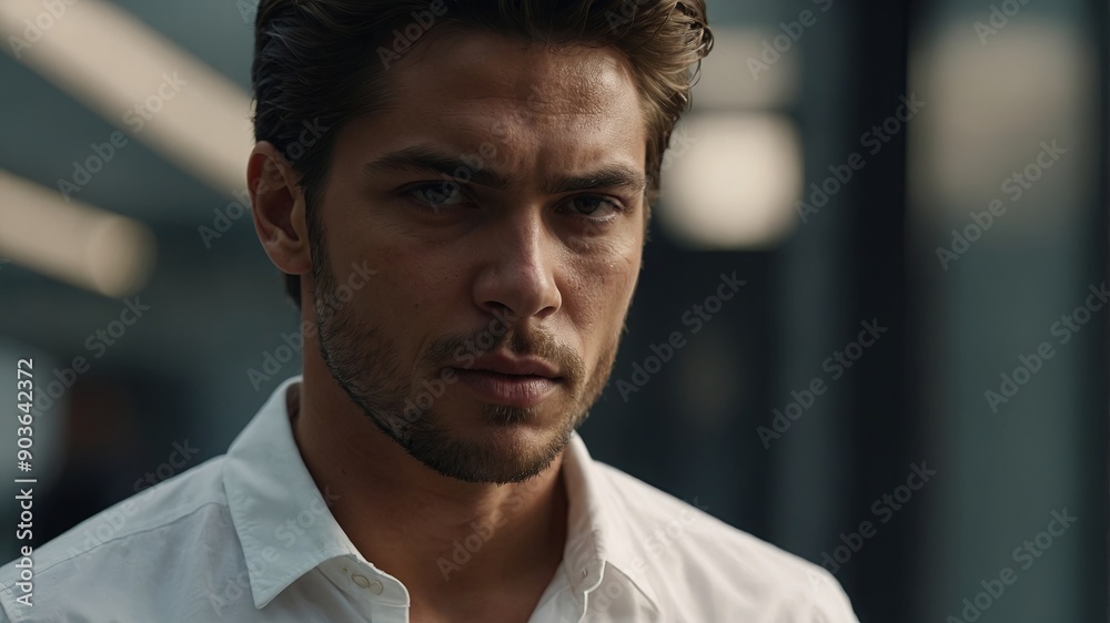 Obraz premium Close-up shot of a person wearing a white shirt, ideal for use in editorial or commercial contexts.
