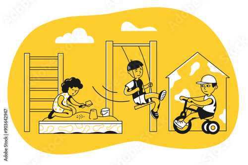 Children playing outside on playground