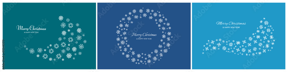 Set of Merry Christmas backgrounds with snowflakes Set of Merry Christmas backgrounds with snowflakes