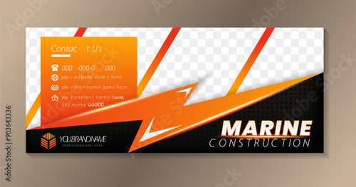 creative corporate email signature template with an author photo place | Modern horizontal layout for web signatures, banner, ads etc