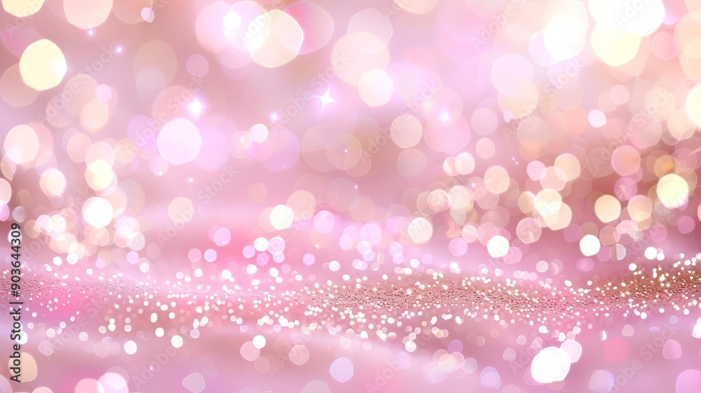Shiny background with dust pink and gold twinkling lights, delicate sparkle