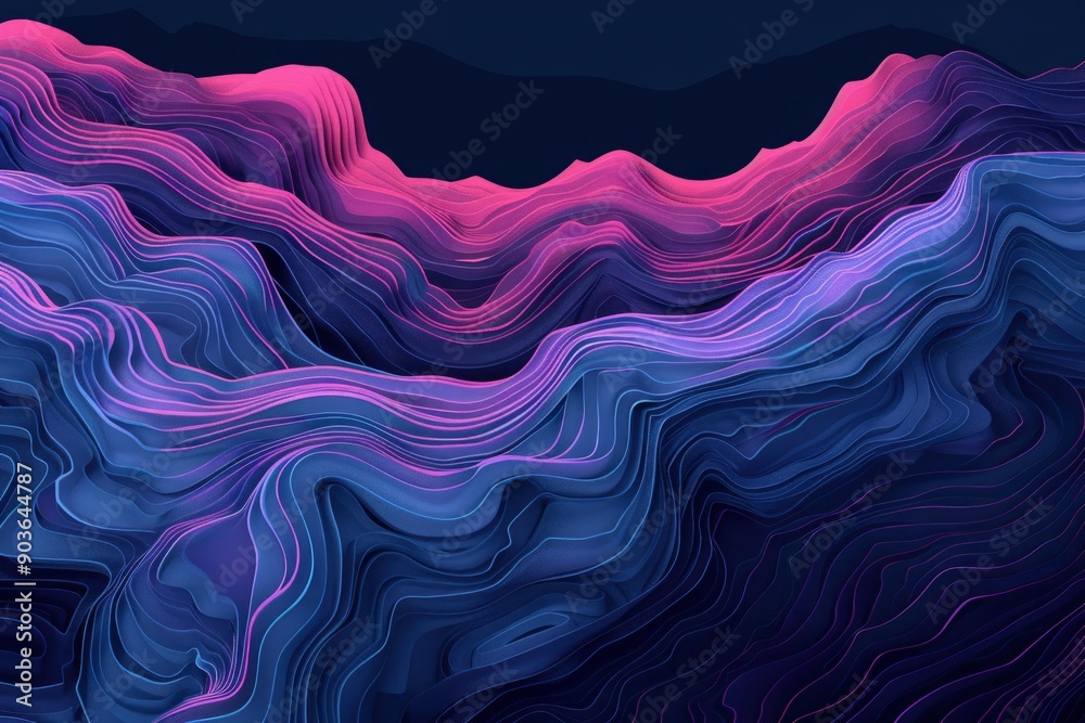 Obraz premium Abstract Dark Blue and Pink Wavy Pattern