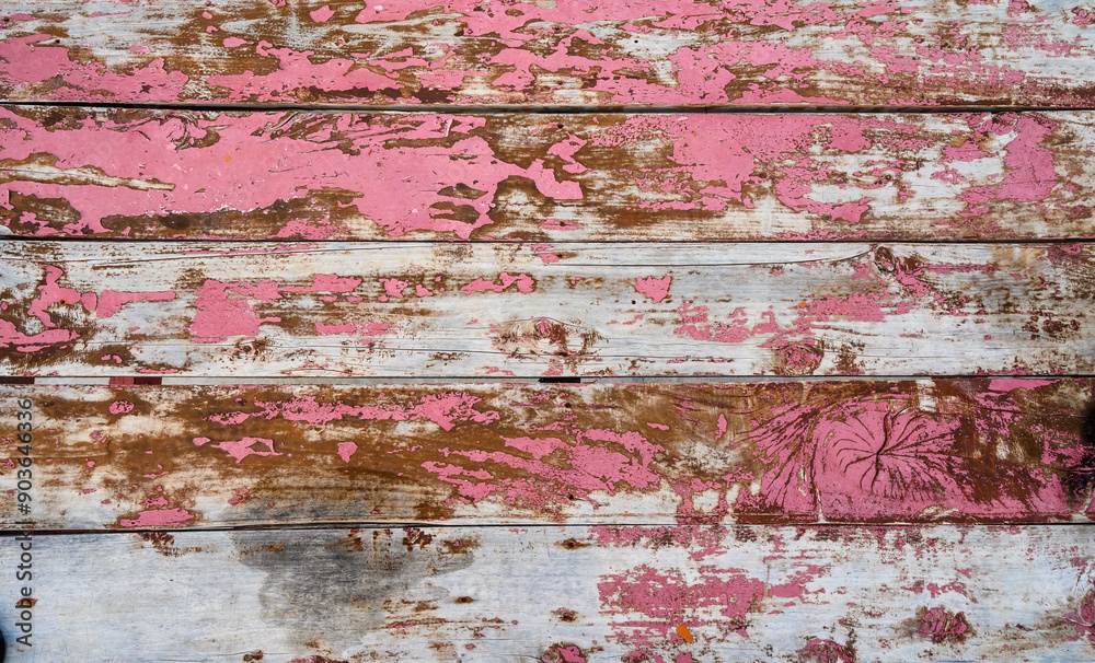 Empty wooden planks painted and weathered in red Empty wooden planks painted and weathered in red