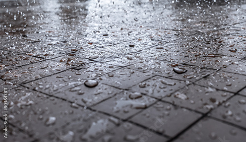 water drops on a metal surface