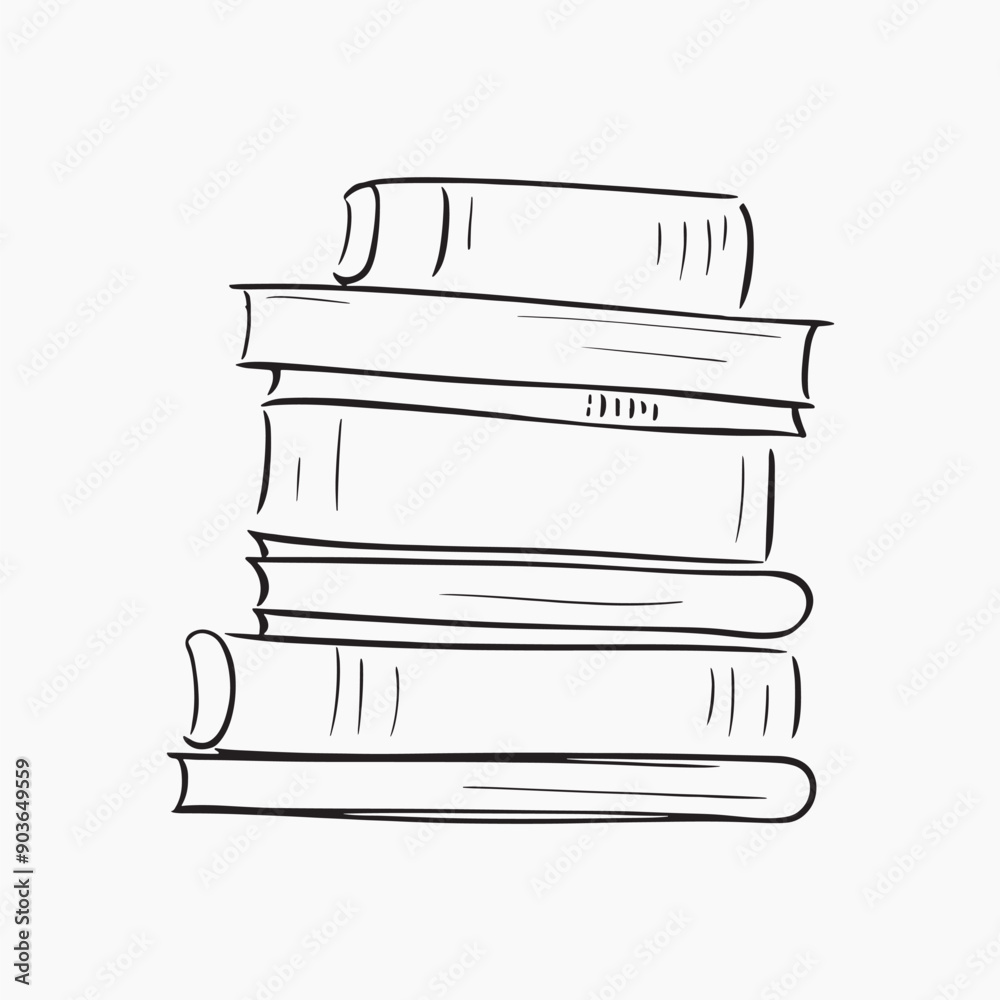 Fototapeta premium Stacked books hand-drawn illustration