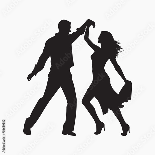Silhouette dancing couple elegance