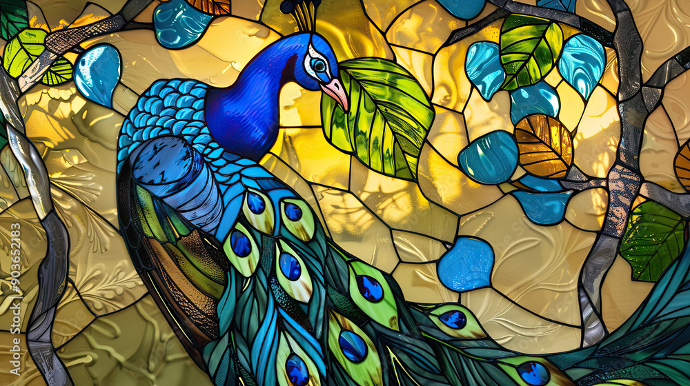 Majestic Peacock Stained Glass Art