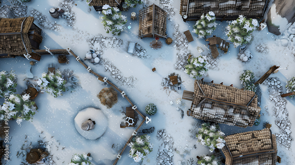 Christmas Battle Map - DnD, RPG Map for Dungeons and Dragons, Game Background, Top View, Winter Christmas Battle Map - DnD, RPG Map for Dungeons and Dragons, Game Background, Top View, Winter