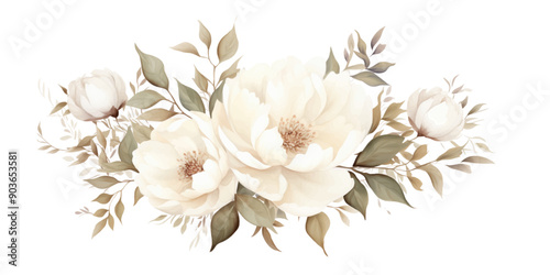 Beige Peonies Vector isolated illustration on white background Separate element to decorate wedding cards, birthday greetings, gift for favorite women