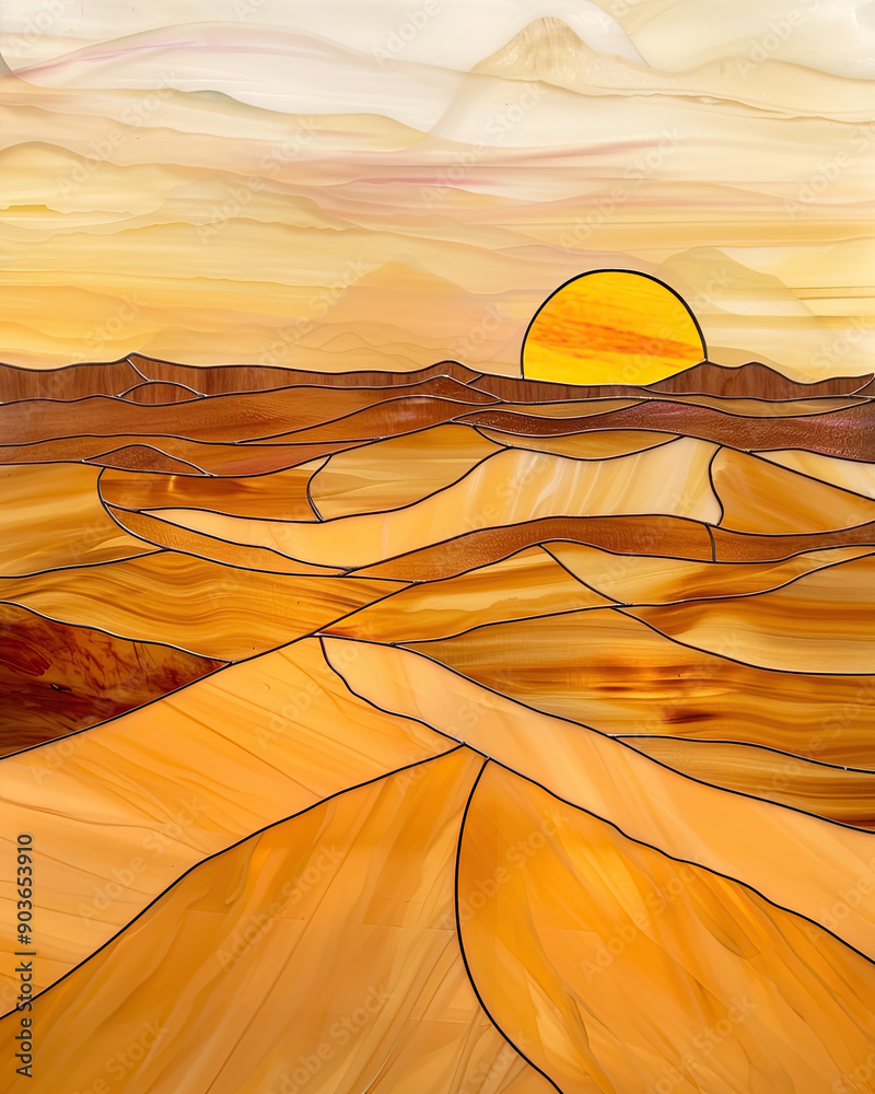 Golden Desert Glass Artwork