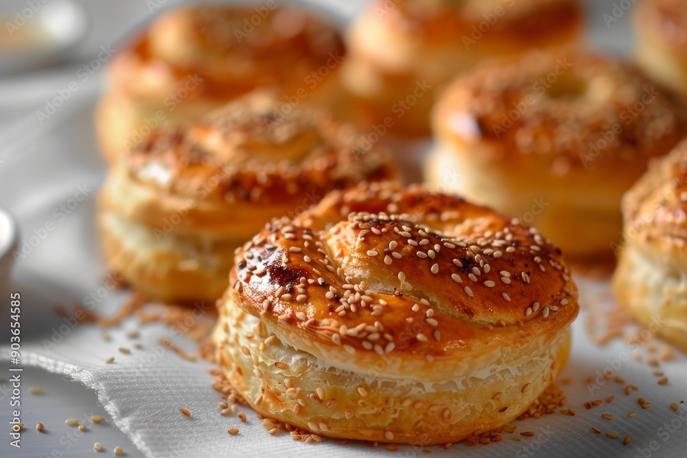 Enjoy the delightful rise of pastries topped with crunchy sesame seeds. Enjoy the delightful rise of pastries topped with crunchy sesame seeds.