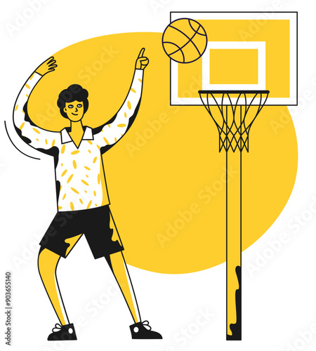 Man putting a basketball into the hoop