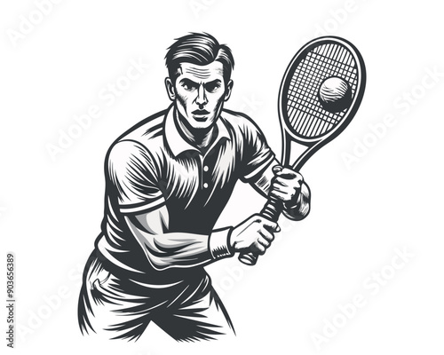 Tennis Racket Drawing Vector Illustration