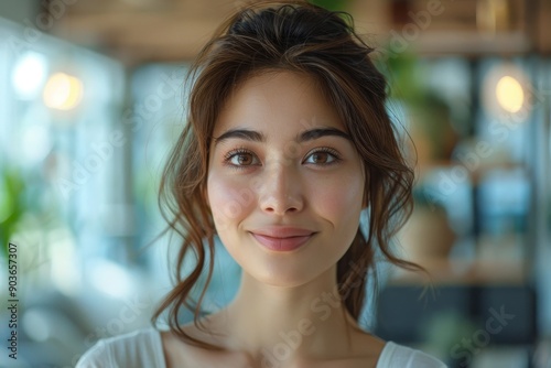 Wallpaper Mural Portrait of a Smiling Young Woman. Torontodigital.ca