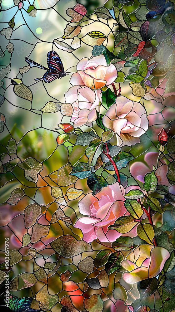 Rose Garden Stained Glass Art