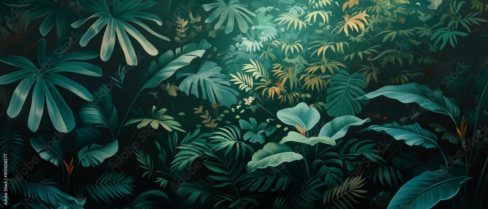 Vibrant Dense Foliage in Abstract Jungle Art Vibrant Dense Foliage in Abstract Jungle Art