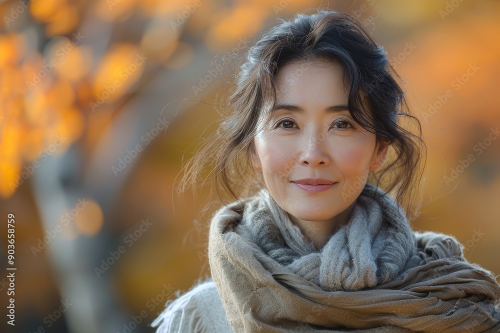 Beautiful Woman Smiling in Autumn.