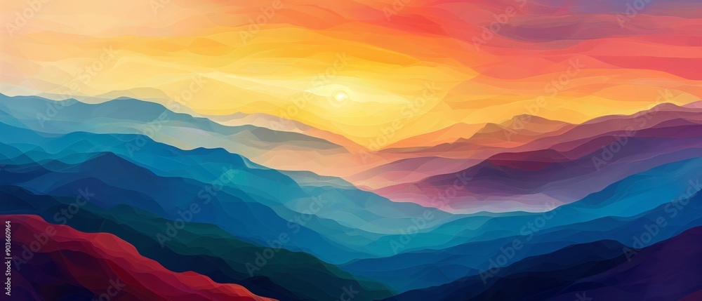 Vivid Colors in Abstract Mountain Sunrise Vivid Colors in Abstract Mountain Sunrise