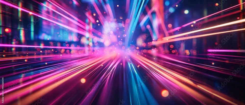 Neon Light Beams with Dynamic Motion Blur in Abstract Neon Light Beams with Dynamic Motion Blur in Abstract