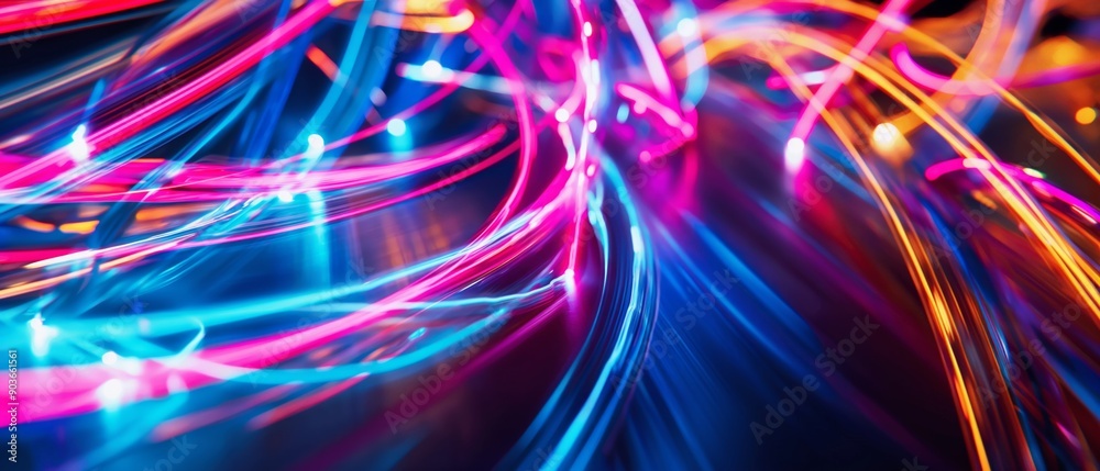 Vibrant Neon Light Beams with Motion Blur in Abstract Vibrant Neon Light Beams with Motion Blur in Abstract