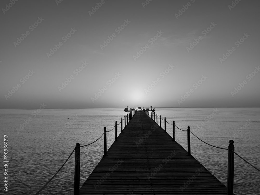 Obraz premium pier in the morning,Black and white photography