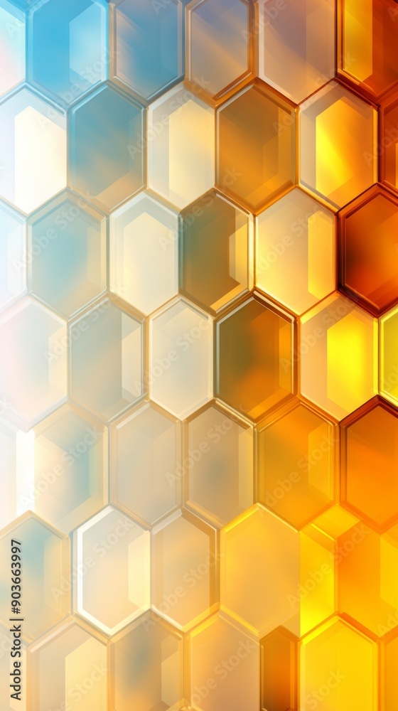 A captivating arrangement of hexagonal shapes in warm hues creates an engaging and modern backdrop for any interior design A captivating arrangement of hexagonal shapes in warm hues creates an engaging and modern backdrop for any interior design
