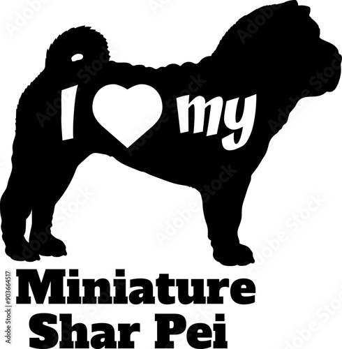 I love my  Miniature Shar Pei. Dog silhouette dog breeds logo dog monogram vector