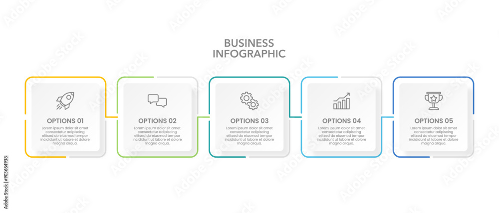 5 steps infographic square elements with line design template. Business presentation, Planning, Workflow, Marketing, Brochure and Banner. Vector illustration. 5 steps infographic square elements with line design template. Business presentation, Planning, Workflow, Marketing, Brochure and Banner. Vector illustration.