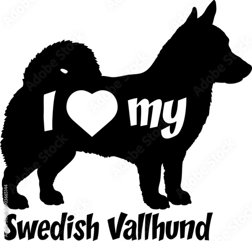 I love my  Swedish Vallhund.  Dog silhouette dog breeds logo dog monogram vector