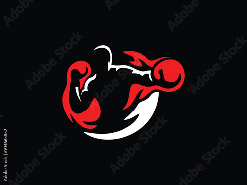 boxing fight fitness logo vector illustration 