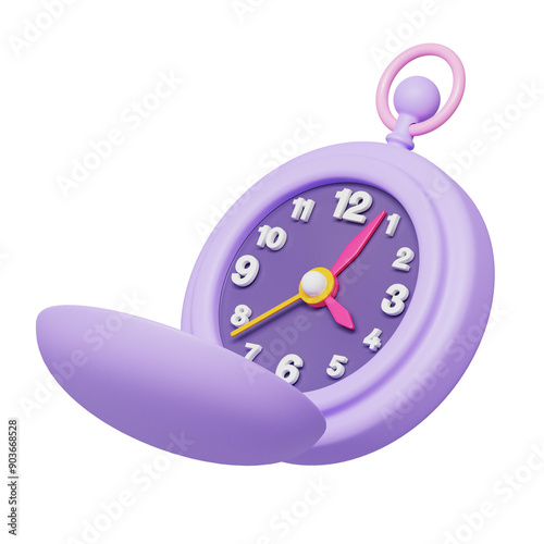 purple pocket watch 3d illustration