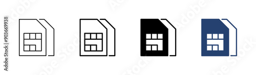 Sim card icon set. dual sim card icon vector