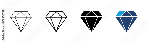 Diamond icon set. diamond gems vector icon.
