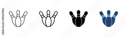 Bowling icon set. bowling ball and pin icon. bowling pins