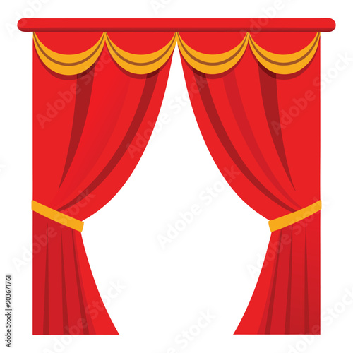 Illustration of theater stage red curtains 