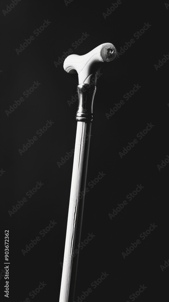a white cane. a walking stick for blind people. International White Cane Day