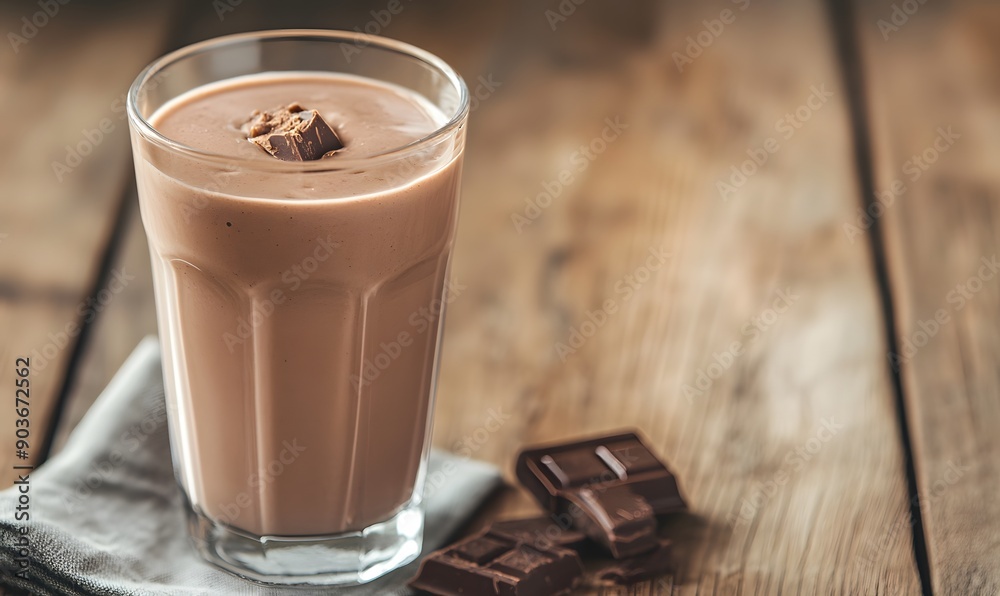 milk chocolate shake on a table, Generative AI milk chocolate shake on a table, Generative AI