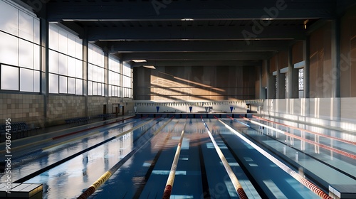 View from tribune of swimming pool in the sport center